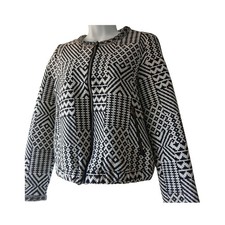 Bomber vintage y2k nero bianco cerniera bordo perline retrò suitblanco S