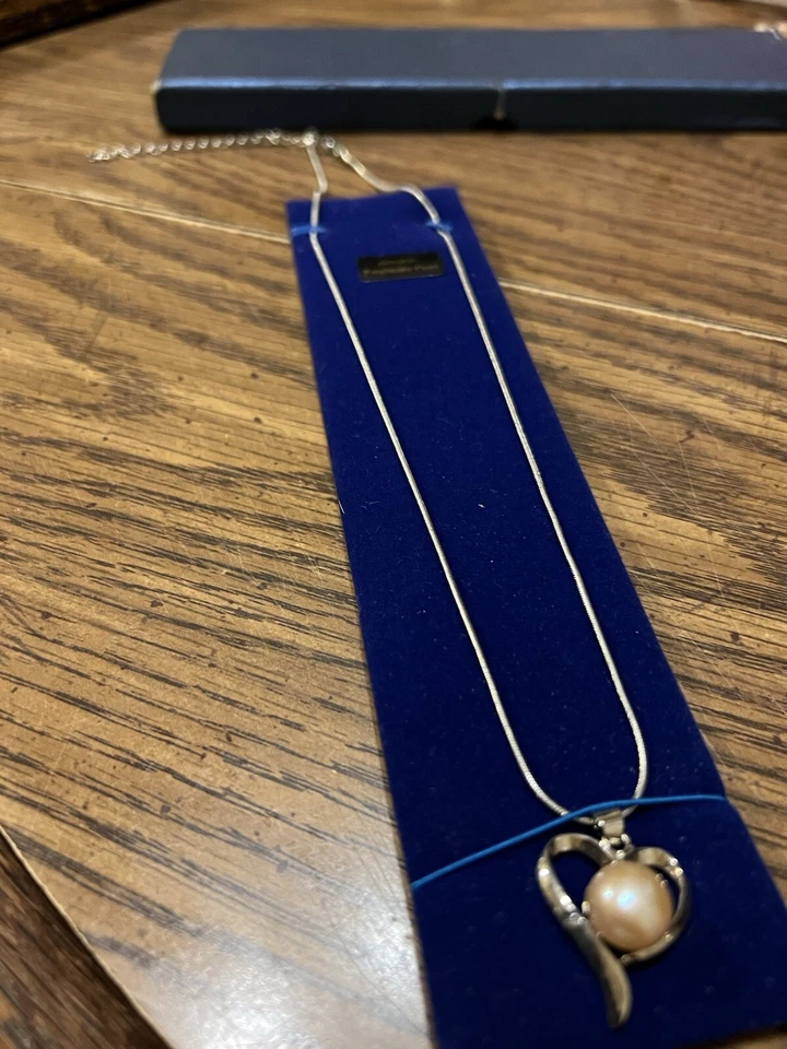 "Collar de perlas de agua dulce genuino con perlas oscuras en forma de corazón 18"" 3"" extn" Foto 2 de 4