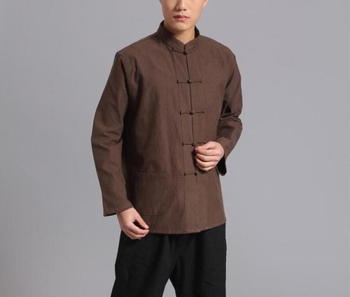 Camisas informales informales de tai chi de algodón deportivo de manga larga estilo chino para hombre - Imagen 5 de 15