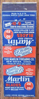 RAZOR BLADE MATCHBOOK COVER: MARLIN BLADES NEW YORK CITY, NY EMPTY MATCHCOVER C9