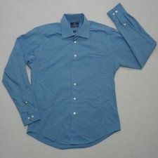 Dockers Fitted Blue Dress Shirt Button Long Sleeve Pocket Men's Size M 15/15-1/2