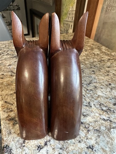 Sujetalibros vintage tallados a mano de madera maciza con cabeza de caballo de burro hechos a mano - Imagen 7 de 11