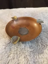 Vintage Copper & Coin Ashtray Chile 4" 