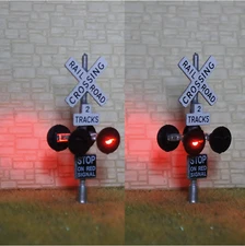 2 x HO scale grade crossing signal + 1 circuit board flasher model railroad #SL4