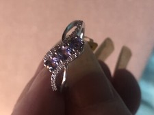Tanzanite, Zircon Split Ring In Platinum Over Sterling Silver Size 8,1ctw