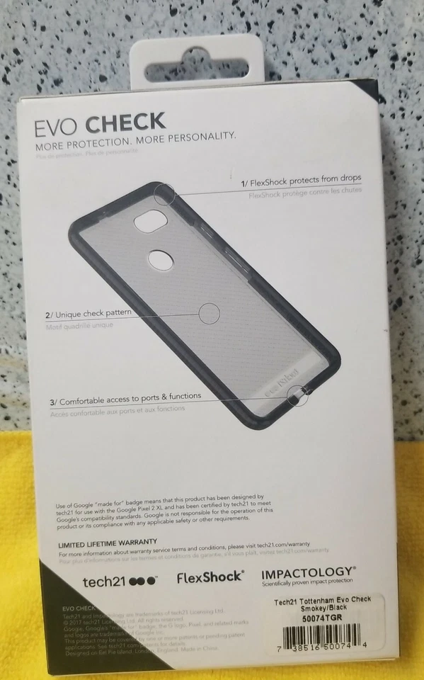 🌰 Tech21 Evo Check Case Cover for Google Pixel 2 XL - Smoky Black - Image 2 of 3