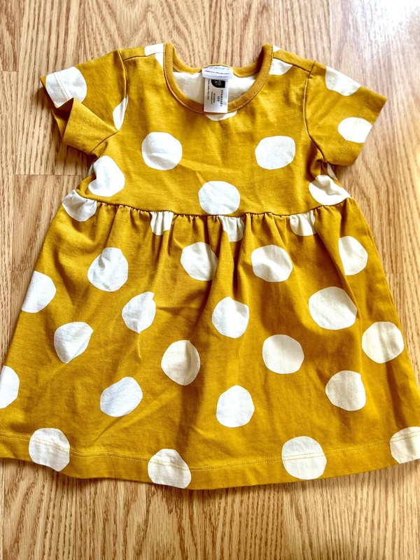 Hanna Andersson Baby yellow white polka dot dress 75/12-18
