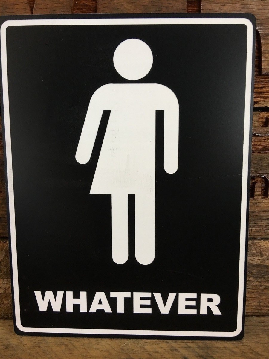 WHATEVER Bathroom Sign, BLACK/White, 6
