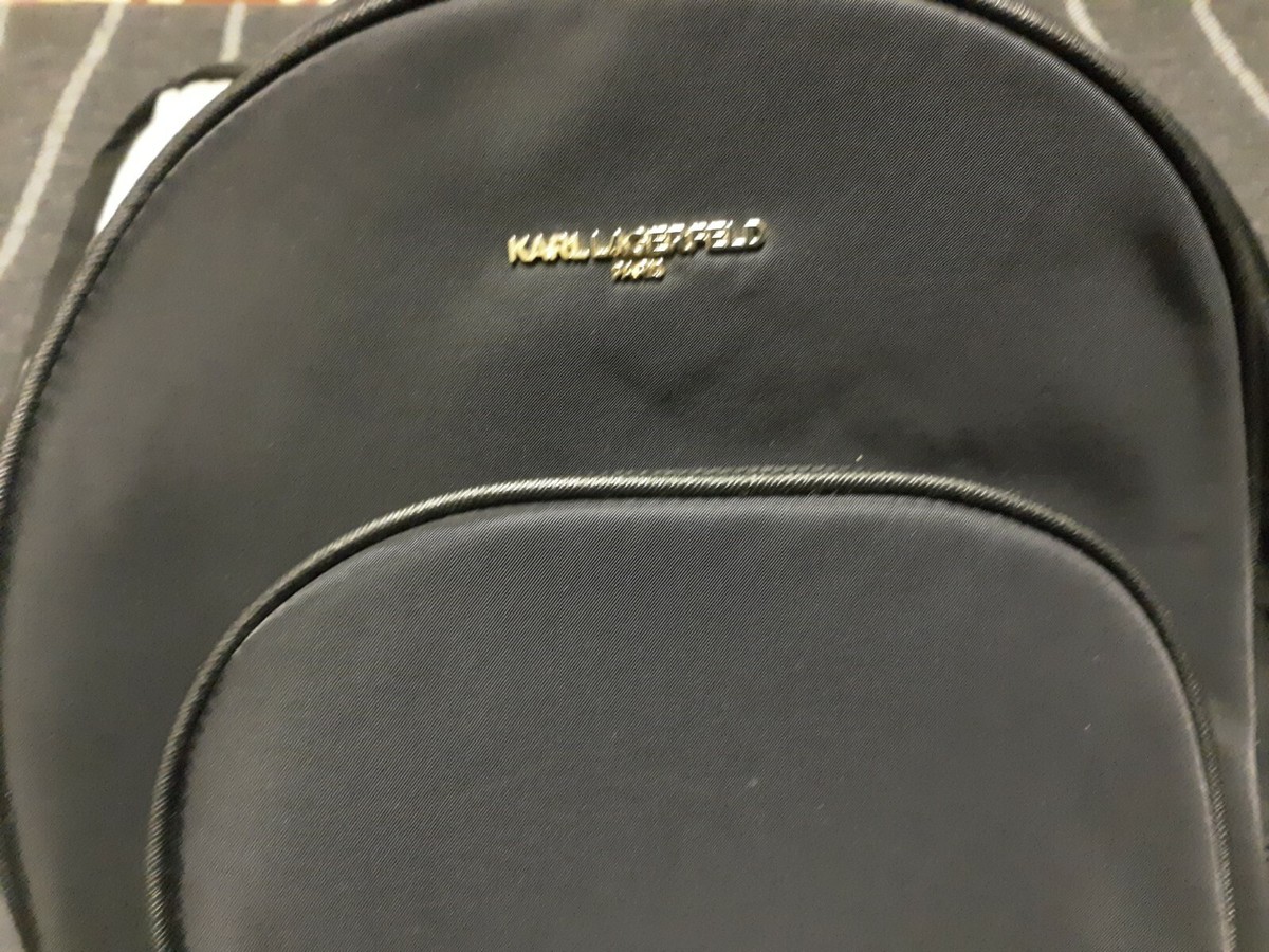 KARL LAGERFELD PARIS BACKPACK BLACK NYLON AUTHENTIC EUC/MINT 