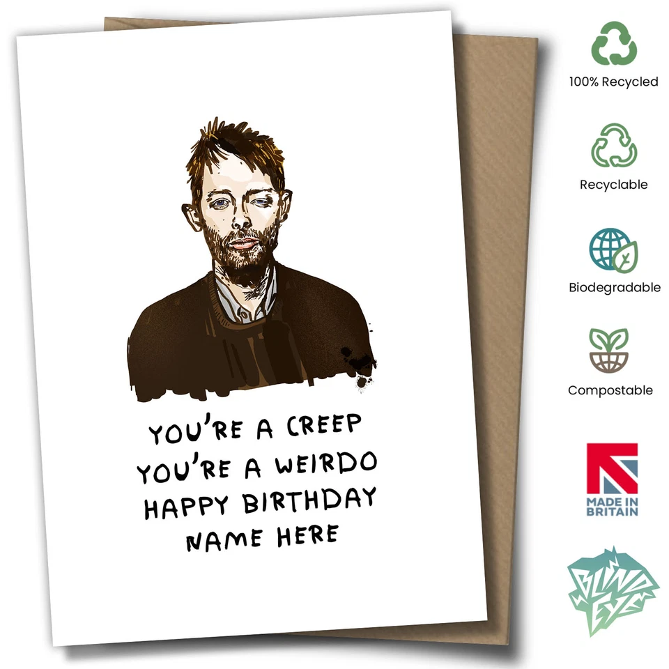 BLIND EYE Thom Yorke Personalised Birthday Card Fan Art Radiohead Indie Rock Unofficial