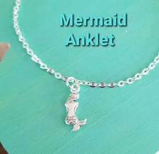 Sterling Silver Anklet Mermaid Ankle Bracelet Mermaid Jewelry Beach Life Summer 