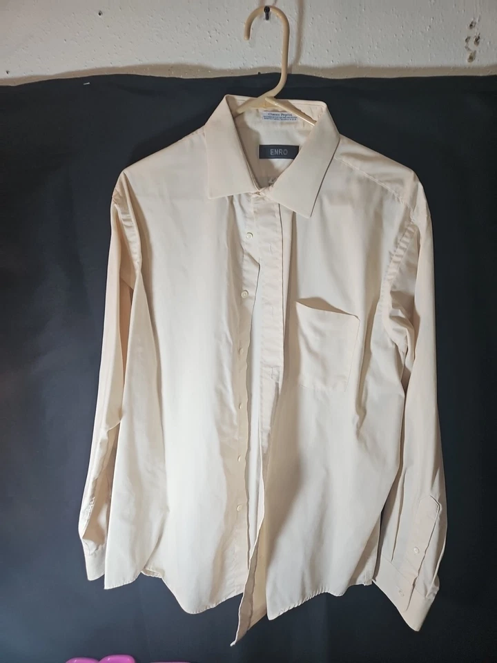 Camisa de vestir Enro Ultra Pinpoint para hombre 17 (35-36 de alto) manga larga con botones Foto 3 de 4