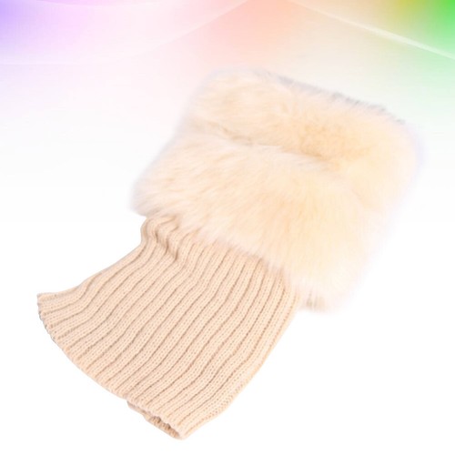 Women Leg Warmers Fur Trim Boot Cuff Cover Female Fur Boots Anklets Warm Socks - Picture 9 of 11