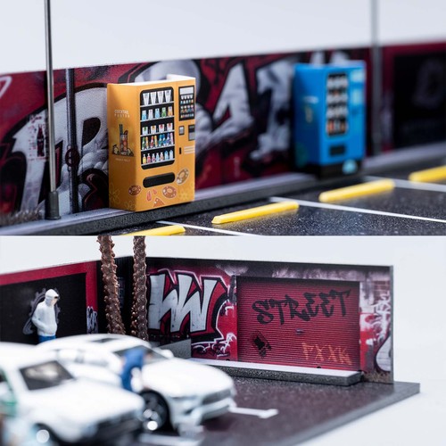 1/64 Diorama Open Air Car Parking Lot Model LED Lighting Car Garage Scene Model - Picture 4 of 16