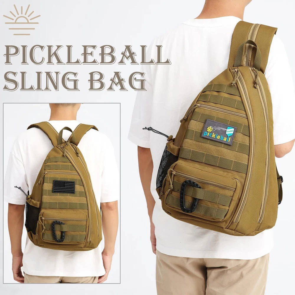Pickleball Bag Tactical Pickleball Backpack for Women Men Adjustable Sling Bag