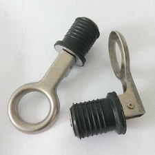 2 x 1" Drain Plug Rubber Stainless Steel Snap Flip Boat Hull Livewell Drain Plug