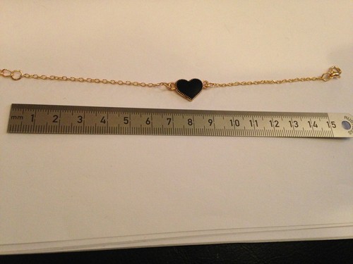 Hermosa pulsera de corazón en cadena en tono dorado rojo, negro o blanco amor VENDEDOR DEL REINO UNIDO - Imagen 3 de 3