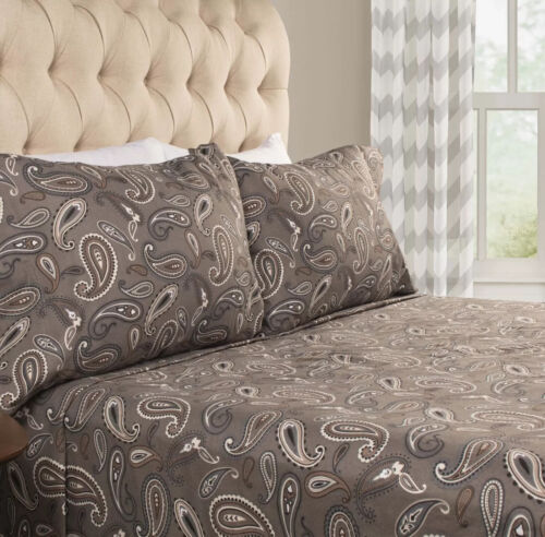100% Flannel Cotton Traditional Floral Paisley Deep Pocket Bed Sheet Set - Picture 8 of 24