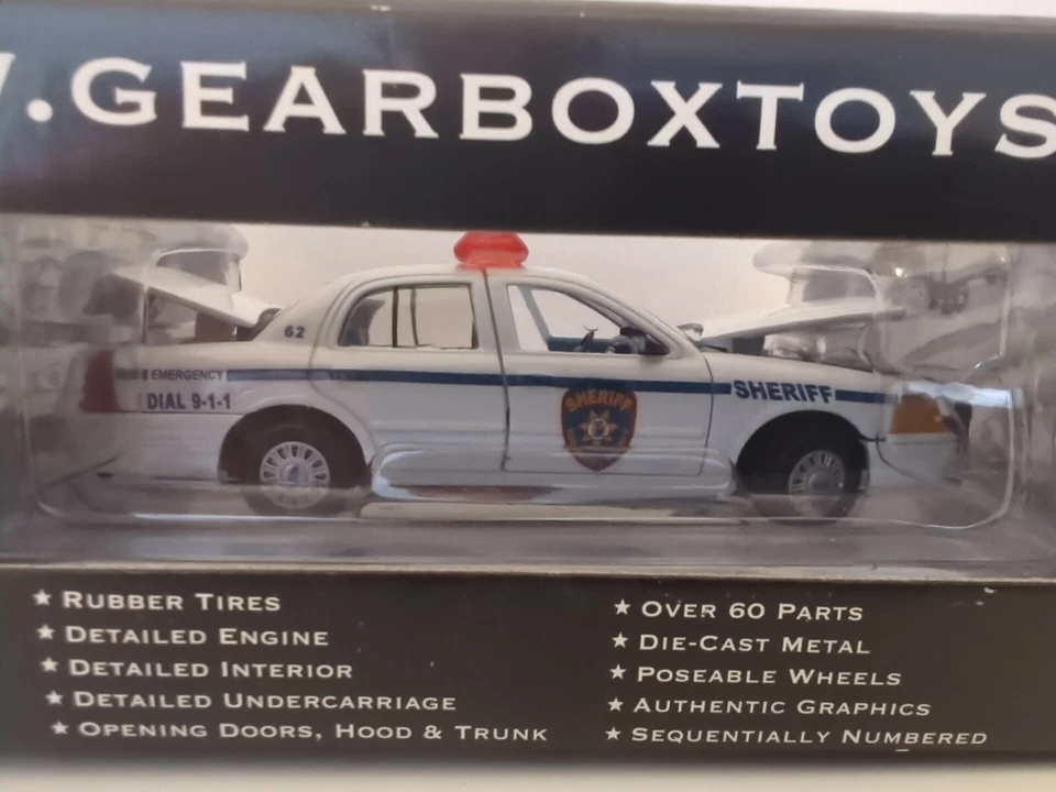 CAJA DE CAMBIOS 1:43 CORONA BLANCA EN BLANCO MODELO FUNDIDO A PRESIÓN VEHÍCULO DE POLICÍA DEL CONDADO DE HUDSON EN CAJA Foto 4 de 4