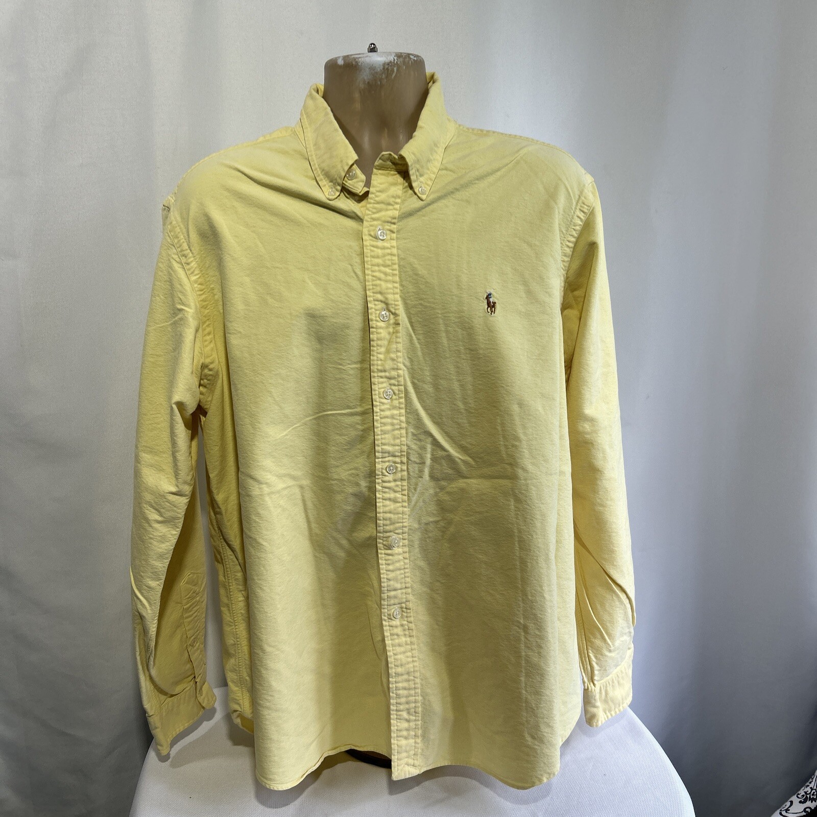 Polo Ralph Lauren camicia uomo taglia XXL gialla Oxford carne pony abito casual preppy