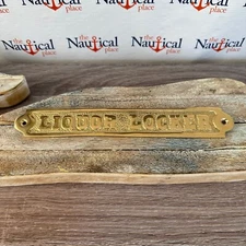 Solid Brass Nautical Sign - Liquor Locker - Decor - Wall Plaque - Man Cave Bar