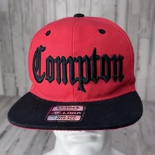 COMPTON Snapback Hat South Central Los Angeles Cali Cap Red Black