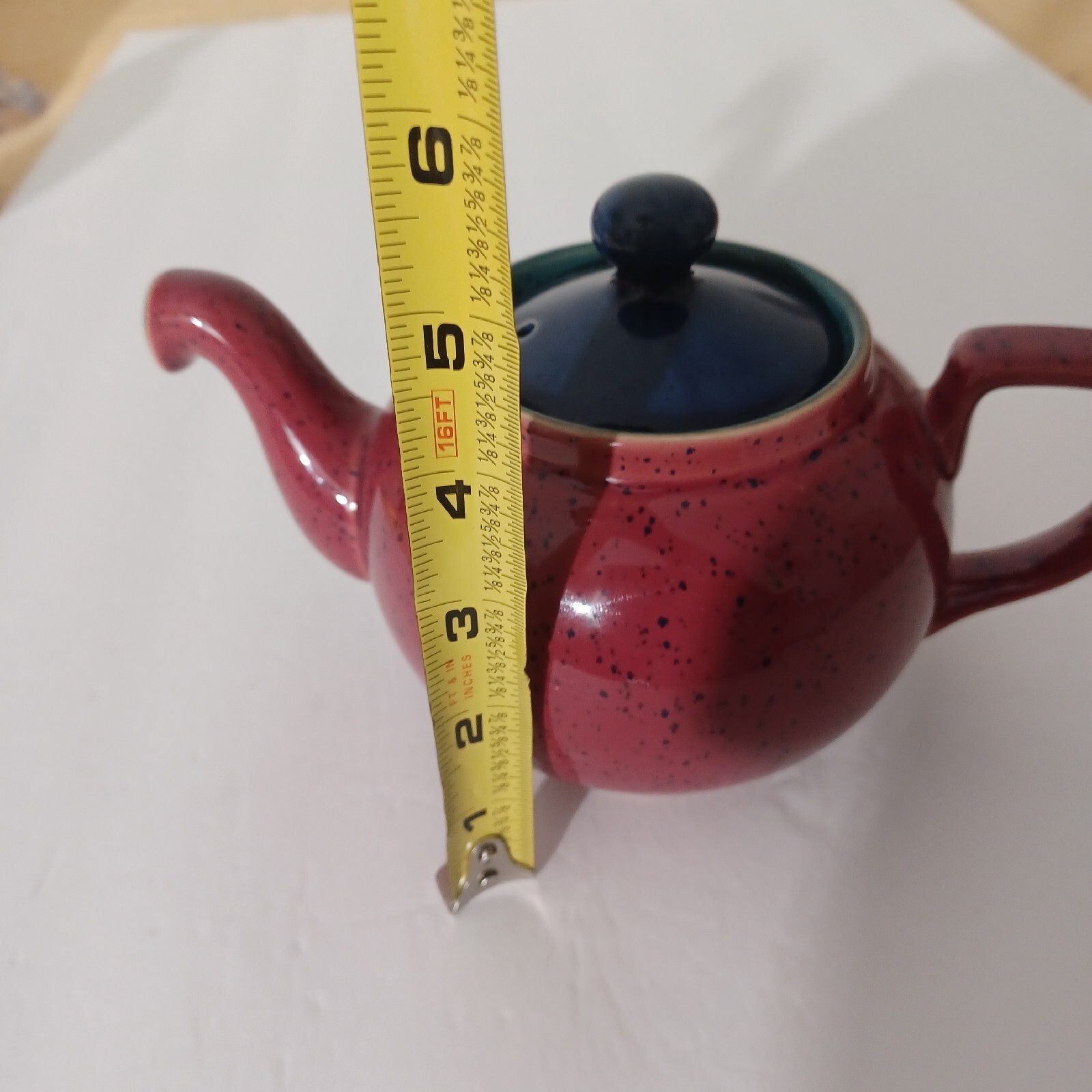 Denby Teapot Harlequin England Classic Small Red Green Blue Speckled ...