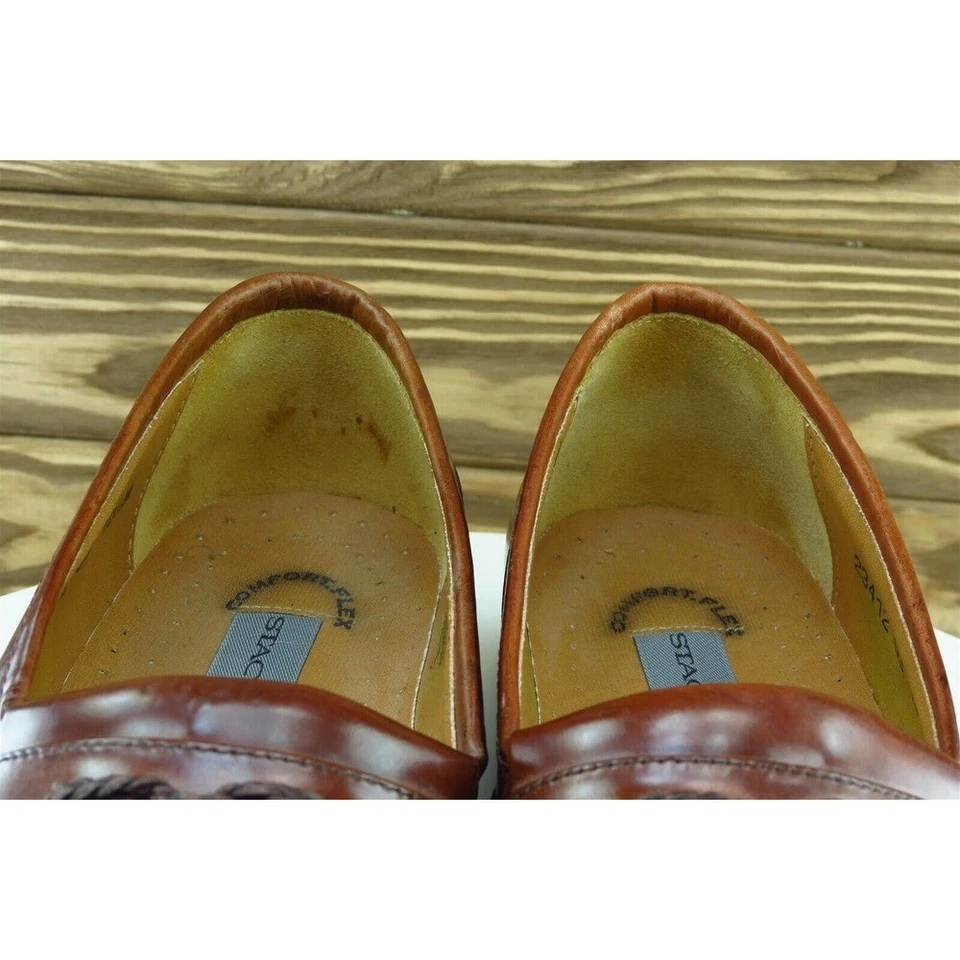 Zapatos Stacy Adams Talla 10.5 M Marrón Borla Mocasín Cuero Hombres 23412 Foto 3 de 4