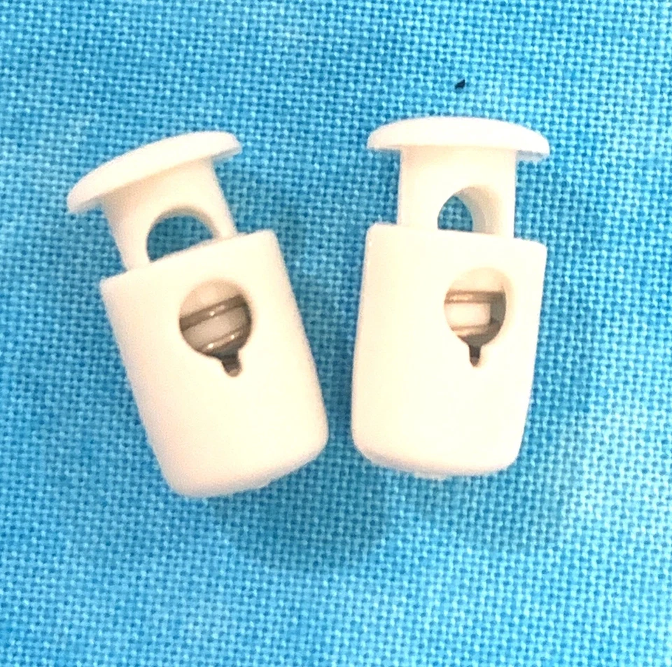 6pcs White Cylinder Toggles Suits 2mm Cord / Stopper Spring Lock End 18mm X 6mm - Image 2 of 4