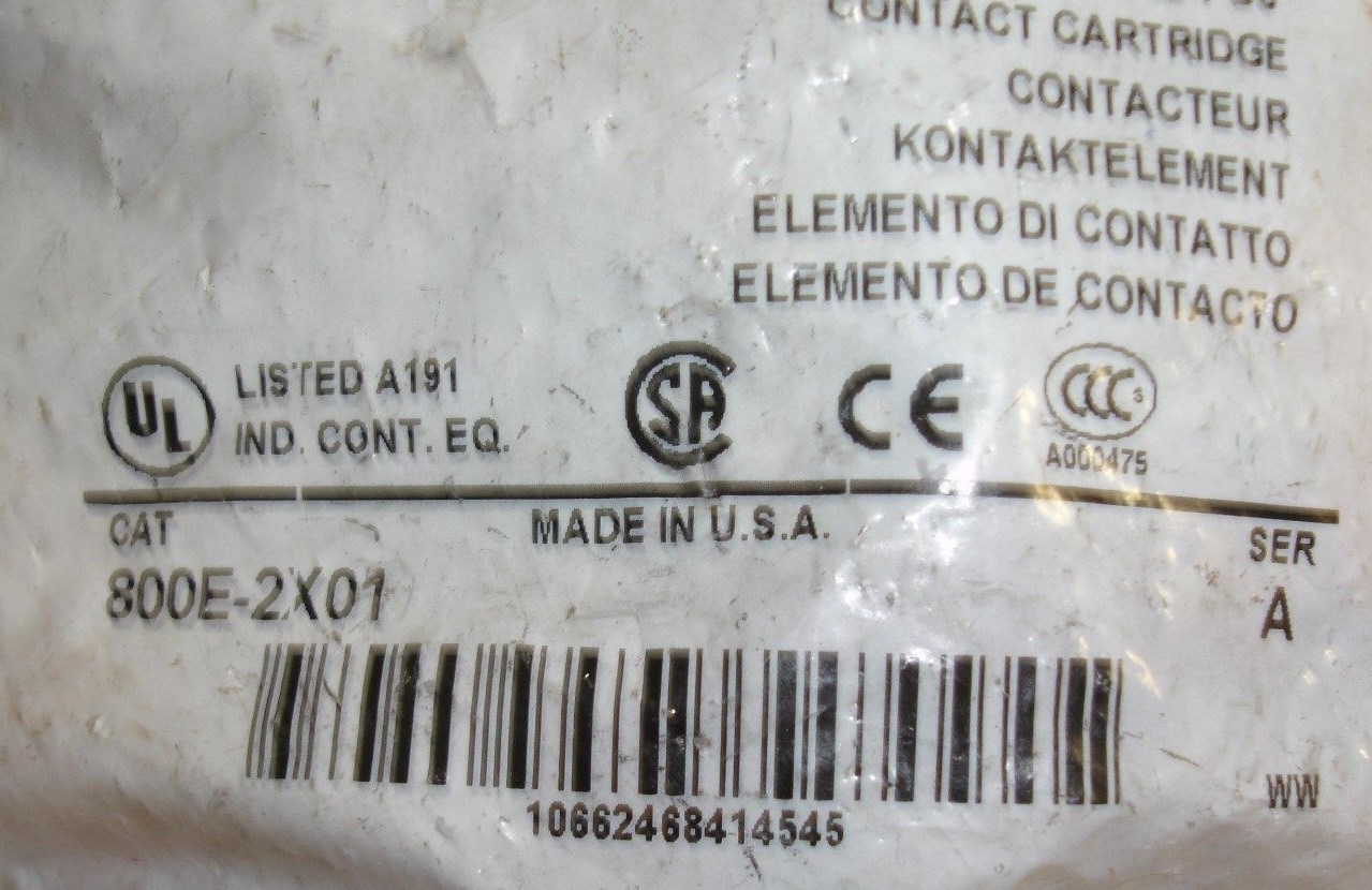 New Allen Bradley Rockwell Automation 800E-2X01 N/C Contact Cartridge Block