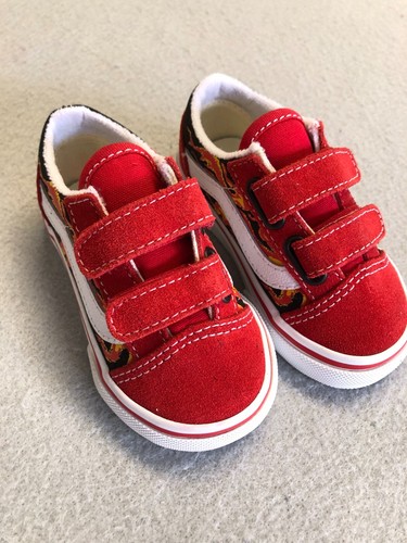 Vans Sneakers Bambino Ragazzo 5 Nuove Old Skool Inferno Fiamme Rosso Scarpe Casual - Foto 2 di 5