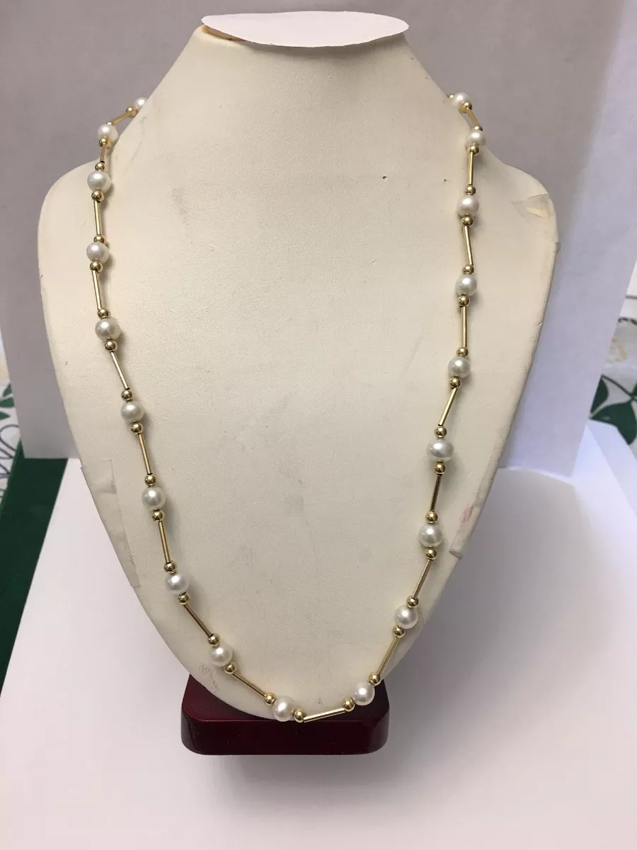 Vintage 14k Gold Pearl Necklace