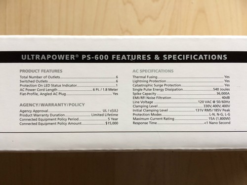 Ultralink Ultra Power PS-600 filtered power bar - Picture 2 of 4
