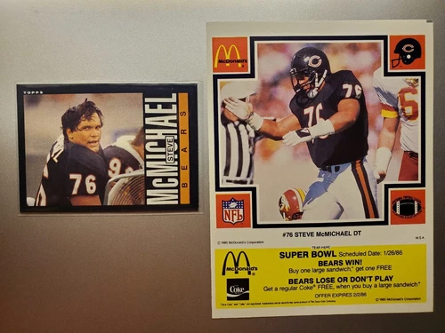 Steve McMichael Rookie 1985 McDonald's Yellow Tab 1985 Topps #32 Chicago Bears