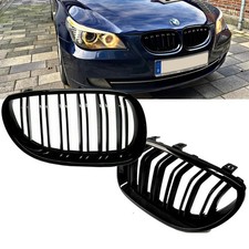 f�r BMW E60 E61 M M5 Doppelsteg K�hlergrill Front Grill Schwarz glanz SET