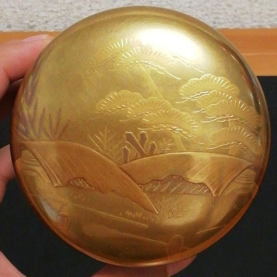 Carrito de té Shosaku Shiogama Makie Hiratsume con caja laca japonesa sin usar 8 cm Foto 3 de 4