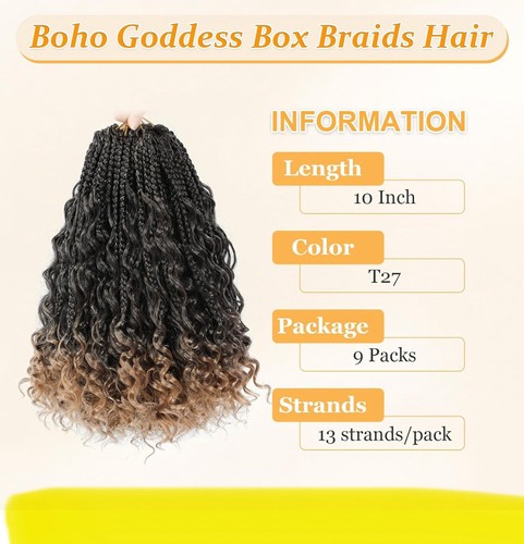 Goddess Bohemian Box Trecce Capelli all'uncinetto - 7 Confezioni 24 Pollici Boho Trecce all'uncinetto - Foto 4 di 8