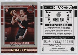 2024-25 Panini NBA Hoops Rookies Silver /199 Donovan Clingan #237 Rookie RC
