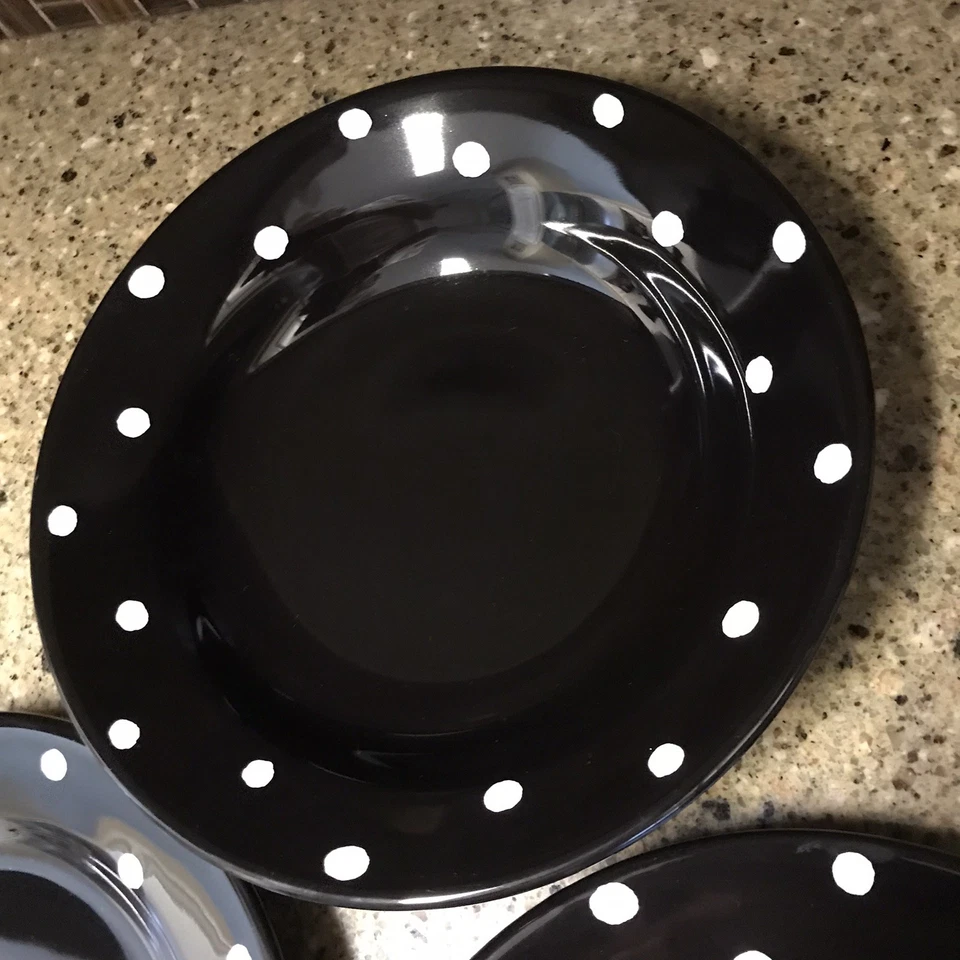 Juego (3) Waechtersbach Alemania Lunares Negro: Tazón de Sopa (1) Platos de Ensalada (2) Foto 2 de 4