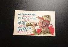 WWII Era Comic Army Bugler Artist Signed Wall AEF Soldiers Mail Postcard 1919