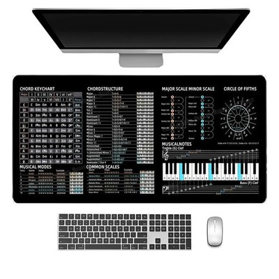 Music Theory Shortcuts Mouse Pad - XXL 90x40cm DAW Keyboard Cheat Sheet for Logi