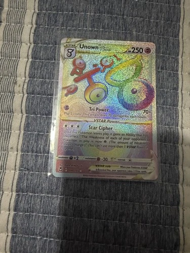 Unown VSTAR (Secret) 199/195 Pokemon Sword & Shield Silver Tempest Rainbow NM