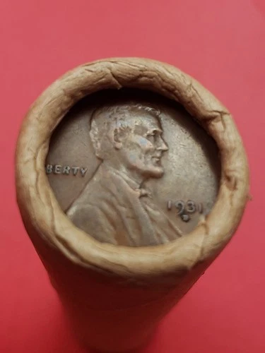 1911-S LINCOLN WHEAT CENT AU 1931D LINCOLN WHEAT PENNY COIN ROLL ENDS BANKROLLED