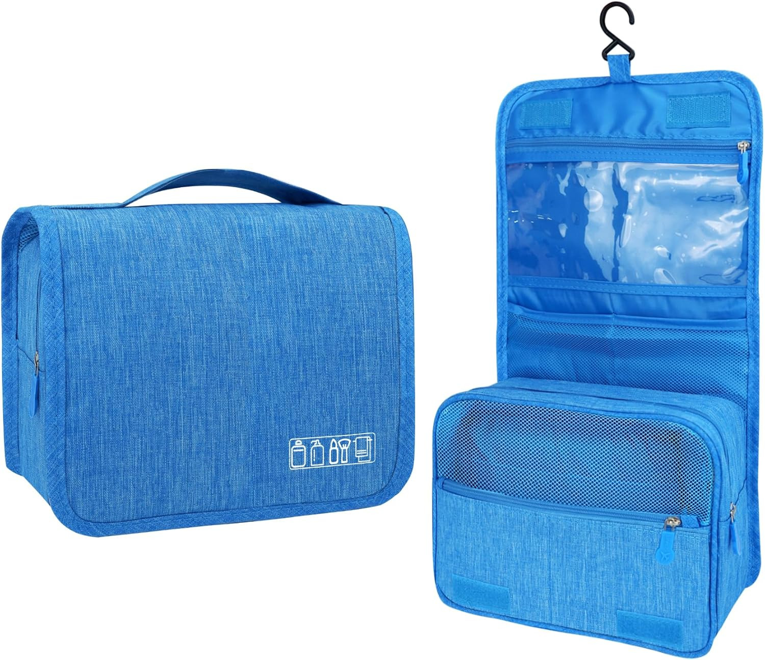 Large Capacity Toiletry Bag Travel with Hanging Hook for Men A-Sky Blue