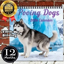 2026 Pooping Pooches Dog Calendar, White Elephant Gag Gift Exchange Yankee Swap
