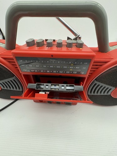 Philips Roller Moving Sound D 8007 iconic boombox red color Cassette Not Working - Foto 11 di 12