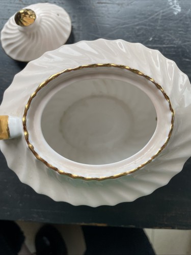 RARA Tetera Antigua Aynsley Oro Rosa Claro Remolino Inglaterra Hueso China Años 60 - Imagen 17 de 22
