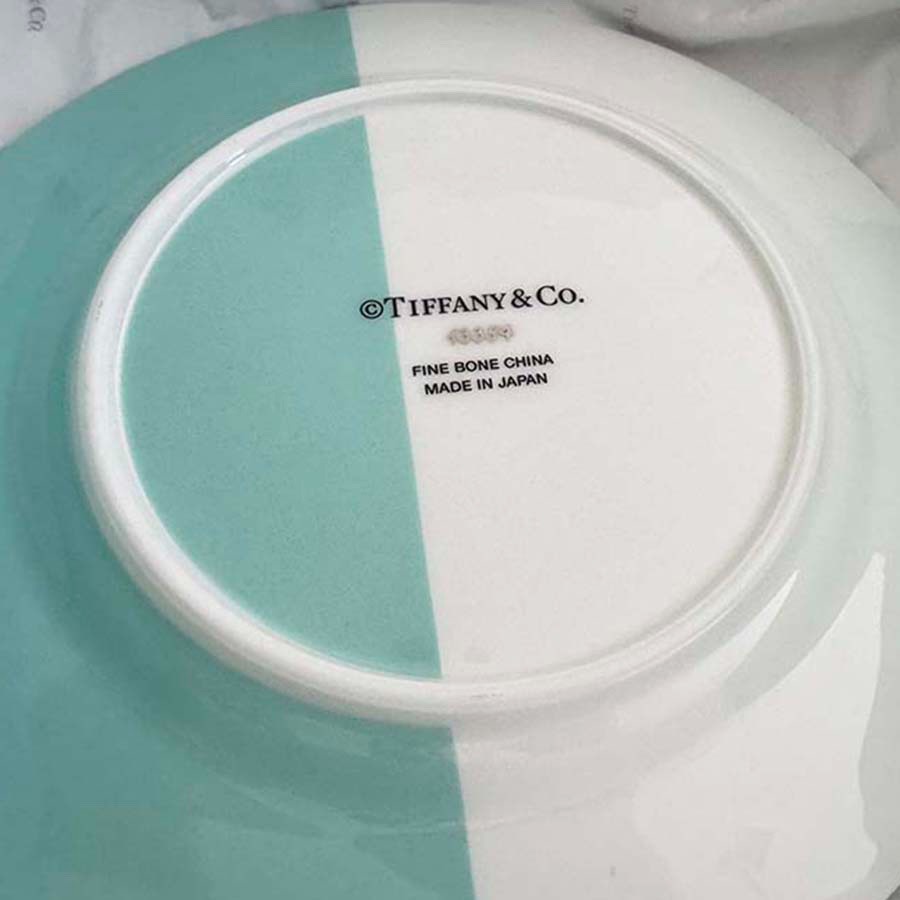 Tiffany & Co.* COLOR BLOCK DESSERT PLATE *Blue &White NEW nBox