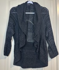 Boho Crochet Knit Cardigan Shrug Open Front Sweater Sz M