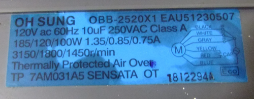 Motor extractor microondas OBB-2520X1 EAU51230507 OH SUNG, LG - Afbeelding 2 van 9